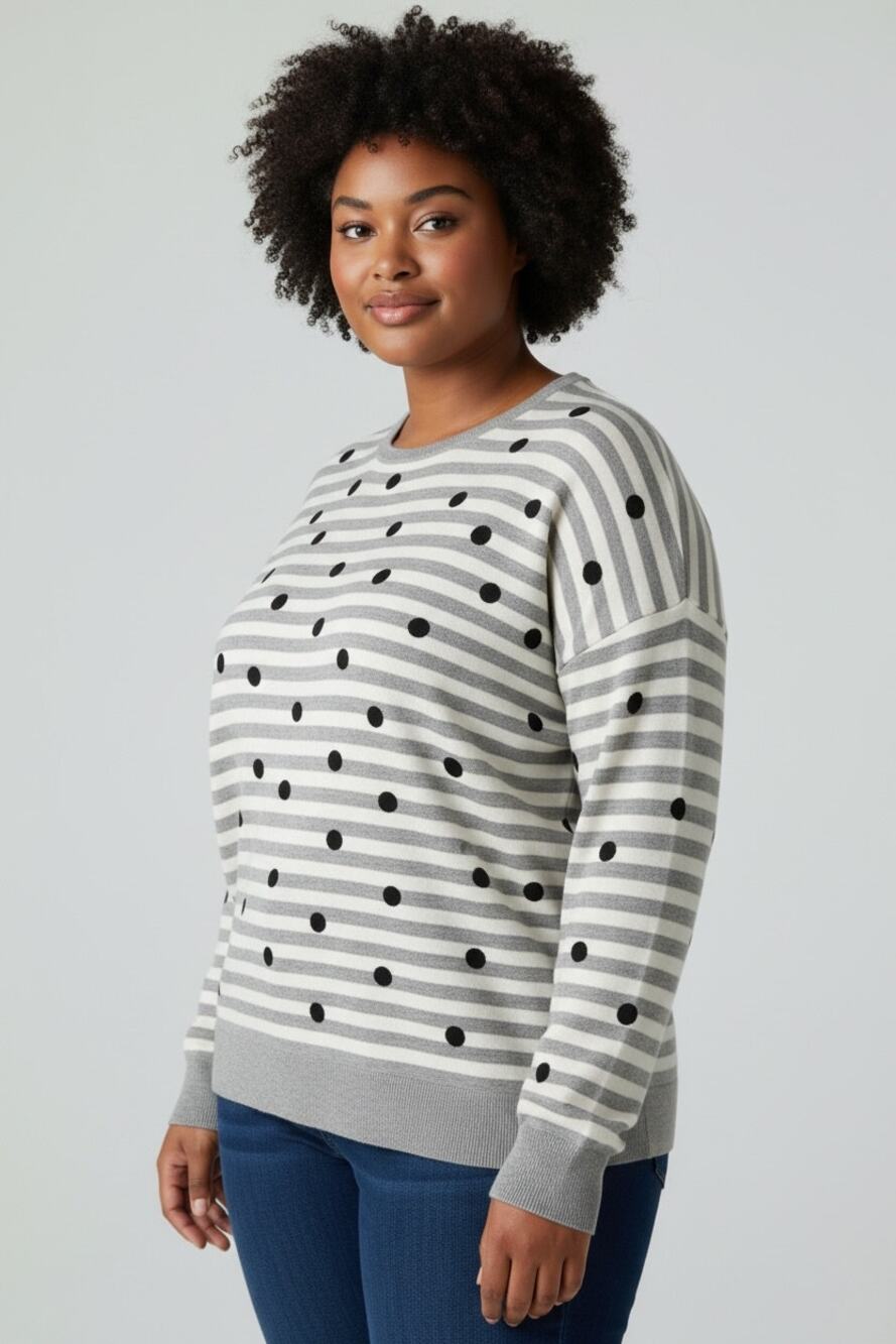 LANE BRYANT STRIPED DOTTED PULLOVER KNIT SWEATER SIZE 22/24